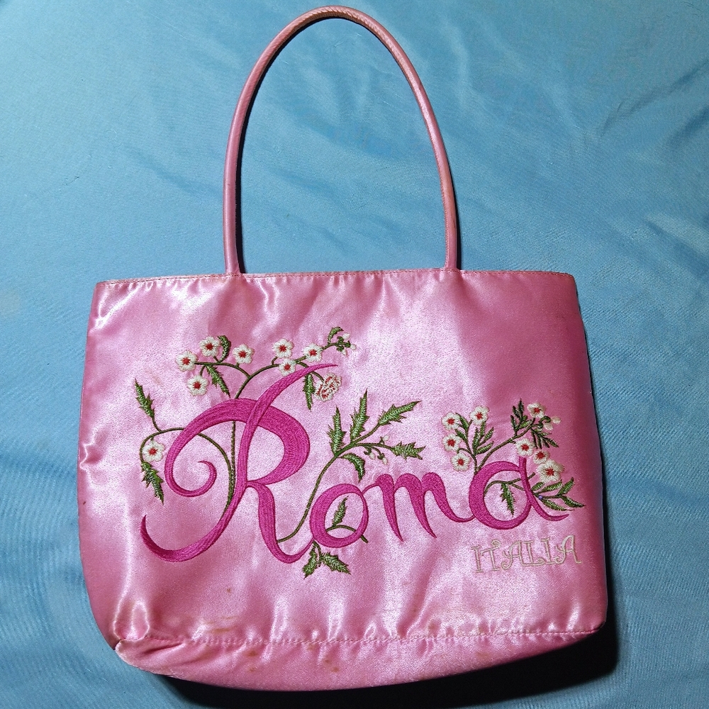 Vintage 2000s y2k Emanue Line Roma Italia Silk Shoulder purse bag